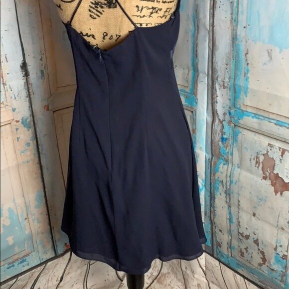 Rhapsody Navy Blue Halter Sleeveless Crisscross Back Formal Dress Womens Size S - Picture 8 of 12